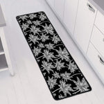 Black And White Coconut Tree Print Long Kitchen Mat