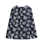 Black And White Coconut Tree Print Long Sleeve Short Coat