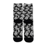 Black And White Coconut Tree Print Long Socks