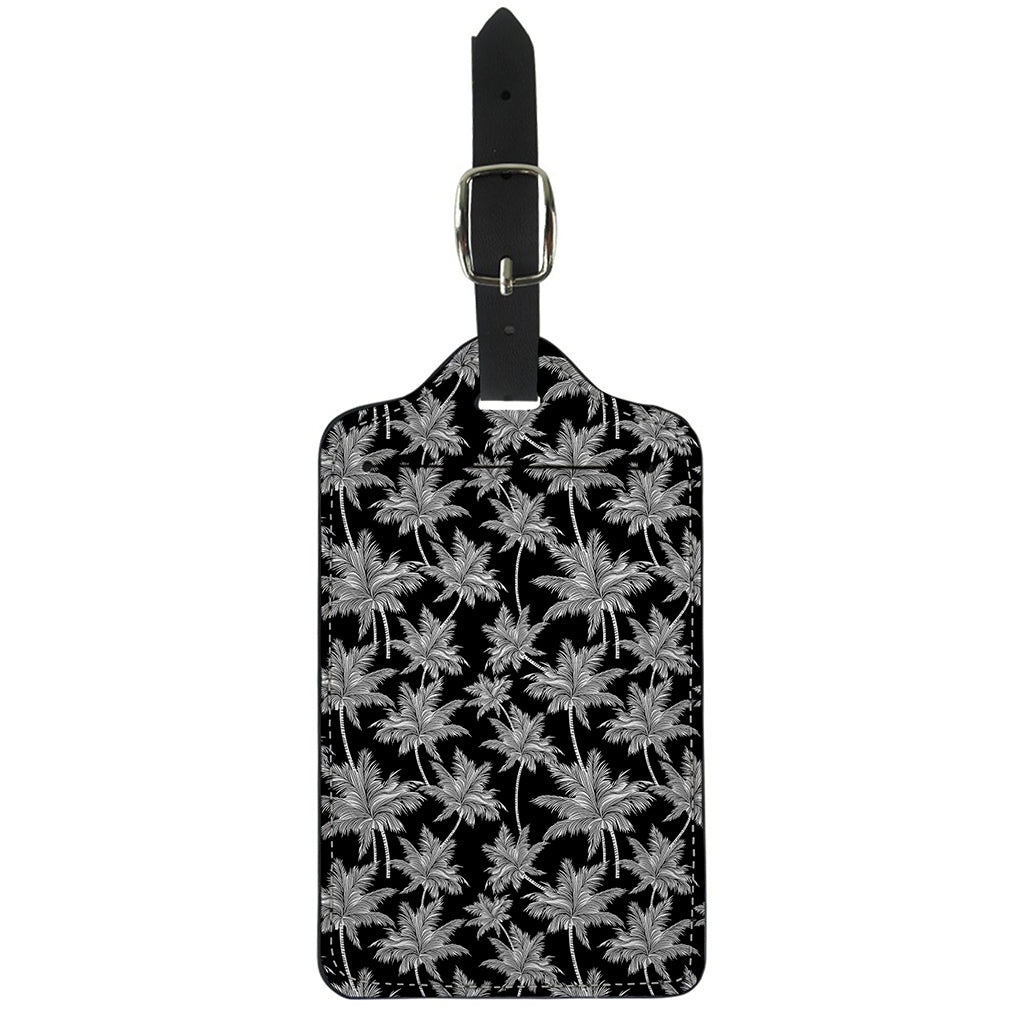 Black And White Coconut Tree Print Luggage Tag