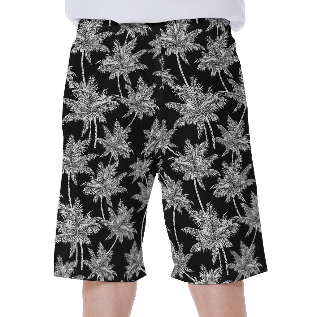 Black And White Coconut Tree Print Men's Beach Shorts