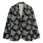 Black And White Coconut Tree Print Men's Blazer