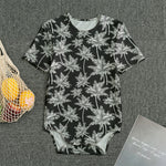 Black And White Coconut Tree Print Men's Bodysuit