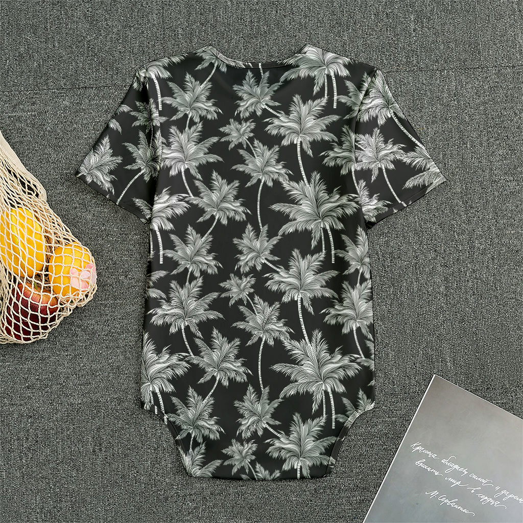 Black And White Coconut Tree Print Men's Bodysuit