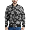 Black And White Coconut Tree Print Men's Bomber Jacket