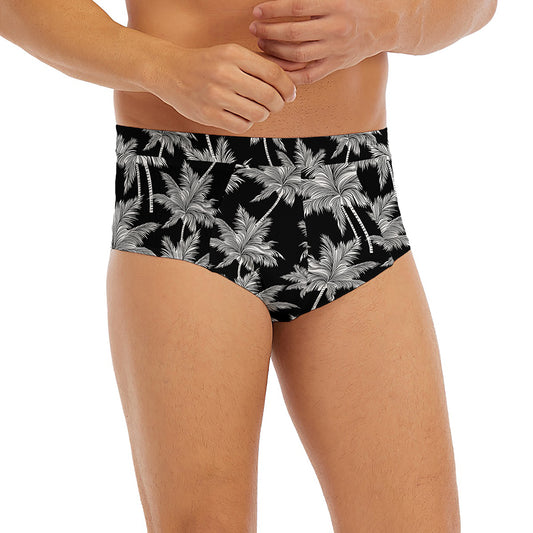 Black And White Coconut Tree Print Men's Briefs