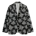 Black And White Coconut Tree Print Men's Cotton Blazer