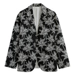 Black And White Coconut Tree Print Men's Cotton Blazer