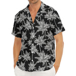 Black And White Coconut Tree Print Men's Deep V-Neck Shirt