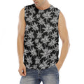 Black And White Coconut Tree Print Men's Fitness Tank Top