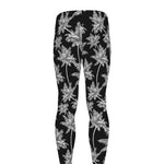 Black And White Coconut Tree Print Men's leggings