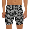 Black And White Coconut Tree Print Men's Long Boxer Briefs