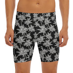 Black And White Coconut Tree Print Men's Long Boxer Briefs