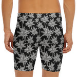 Black And White Coconut Tree Print Men's Long Boxer Briefs