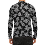 Black And White Coconut Tree Print Men's Long Sleeve Rash Guard
