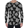 Black And White Coconut Tree Print Men's Long Sleeve T-Shirt