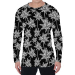Black And White Coconut Tree Print Men's Long Sleeve T-Shirt