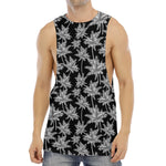 Black And White Coconut Tree Print Men's Muscle Tank Top