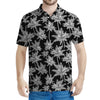 Black And White Coconut Tree Print Men's Polo Shirt