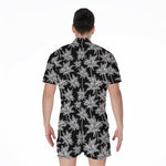 Black And White Coconut Tree Print Men's Rompers