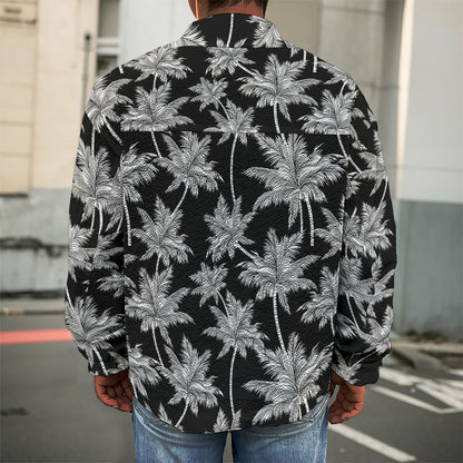 Black And White Coconut Tree Print Men's Shirt Jacket