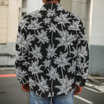 Black And White Coconut Tree Print Men's Shirt Jacket