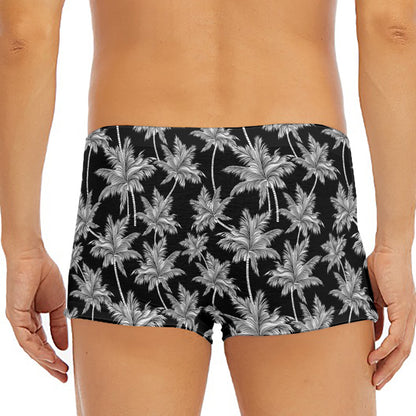 Black And White Coconut Tree Print Men's Short Boxer Briefs
