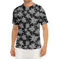 Black And White Coconut Tree Print Men's Short Sleeve Rash Guard