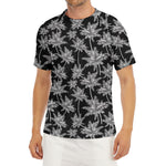 Black And White Coconut Tree Print Men's Short Sleeve Rash Guard