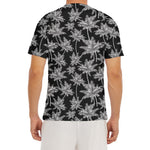 Black And White Coconut Tree Print Men's Short Sleeve Rash Guard