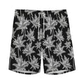 Black And White Coconut Tree Print Men's Athletic Shorts