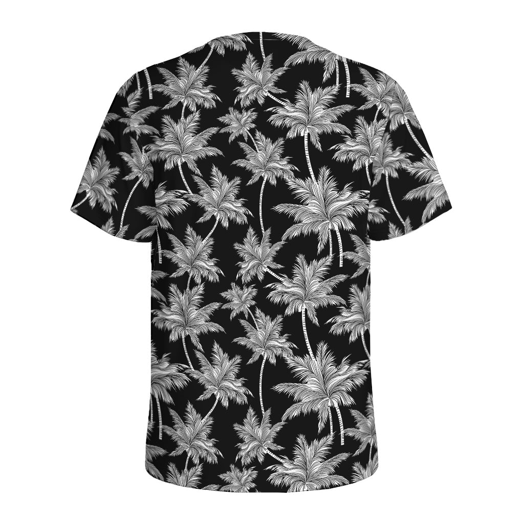 Black And White Coconut Tree Print Men's Sports T-Shirt