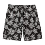Black And White Coconut Tree Print Men's Swim Trunks