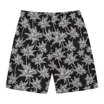 Black And White Coconut Tree Print Men's Swim Trunks