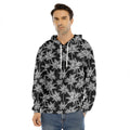 Black And White Coconut Tree Print Men's Velvet Pullover Hoodie