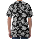 Black And White Coconut Tree Print Men's Velvet T-Shirt