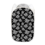 Black And White Coconut Tree Print Mesh Laundry Hamper