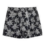 Black And White Coconut Tree Print Mesh Shorts
