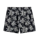 Black And White Coconut Tree Print Mesh Shorts