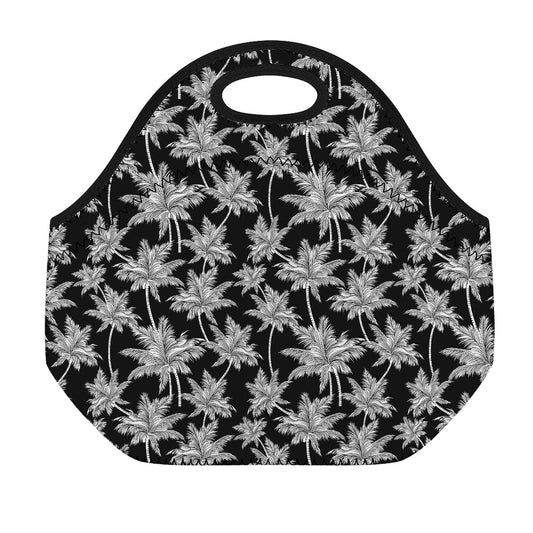 Black And White Coconut Tree Print Neoprene Lunch Bag