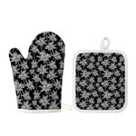 Black And White Coconut Tree Print Oven Mitt And Pot Holder Set