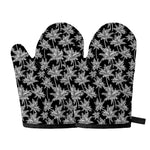 Black And White Coconut Tree Print Oven Mitts
