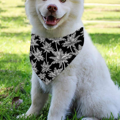 Black And White Coconut Tree Print Over The Collar Dog Bandana