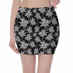 Black And White Coconut Tree Print Pencil Mini Skirt
