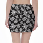 Black And White Coconut Tree Print Pencil Mini Skirt