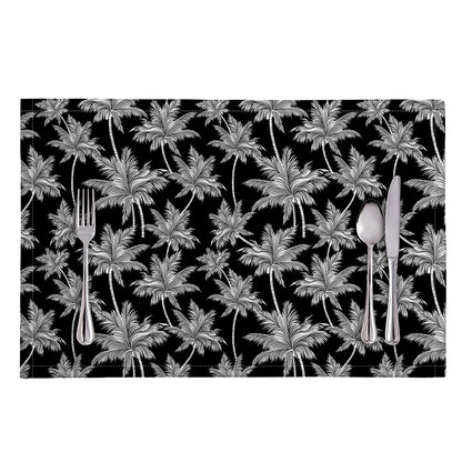 Black And White Coconut Tree Print Placemat