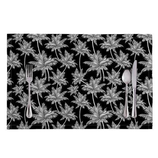 Black And White Coconut Tree Print Placemat