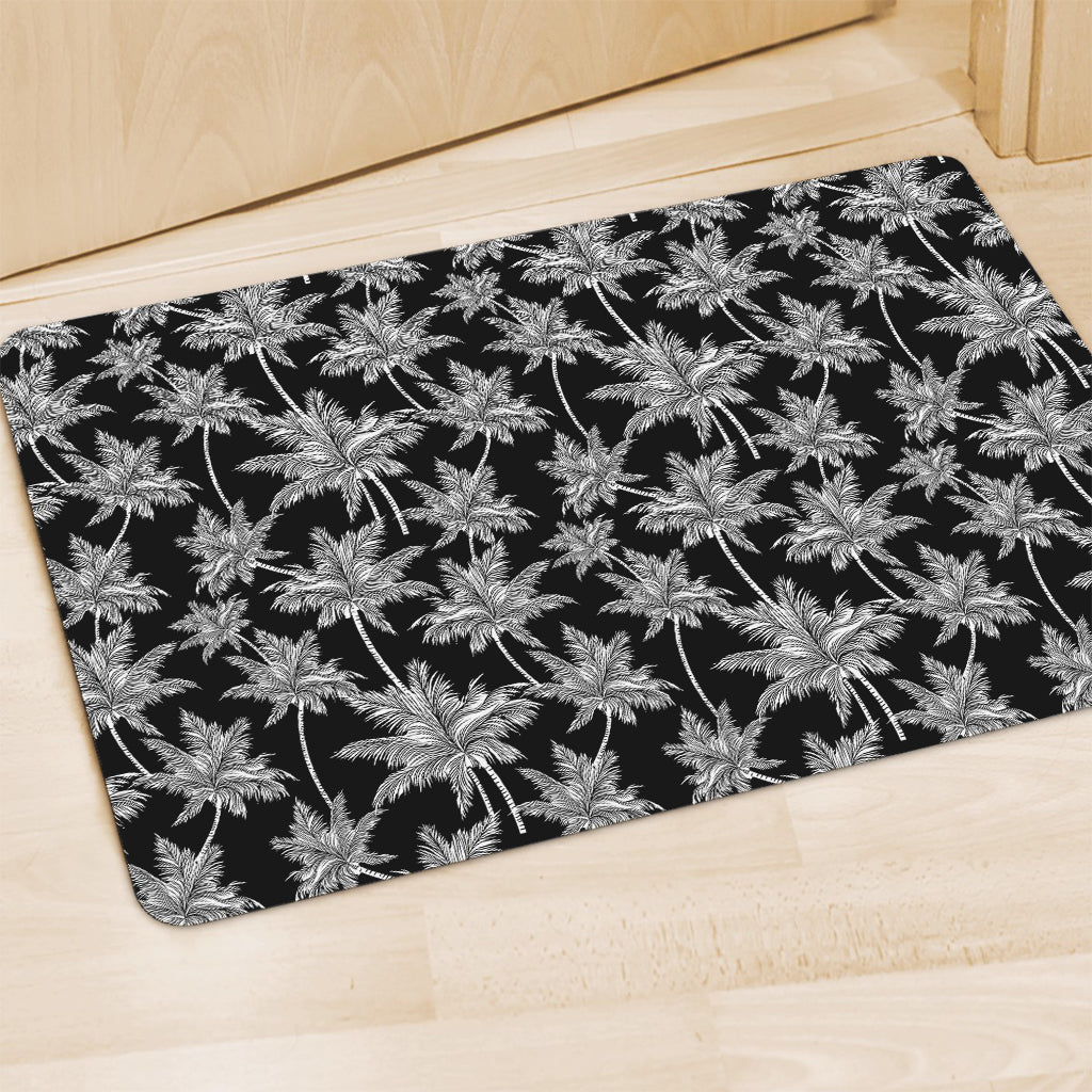 Black And White Coconut Tree Print Polyester Doormat