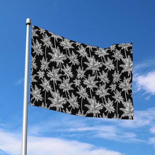 Black And White Coconut Tree Print Polyester Flag