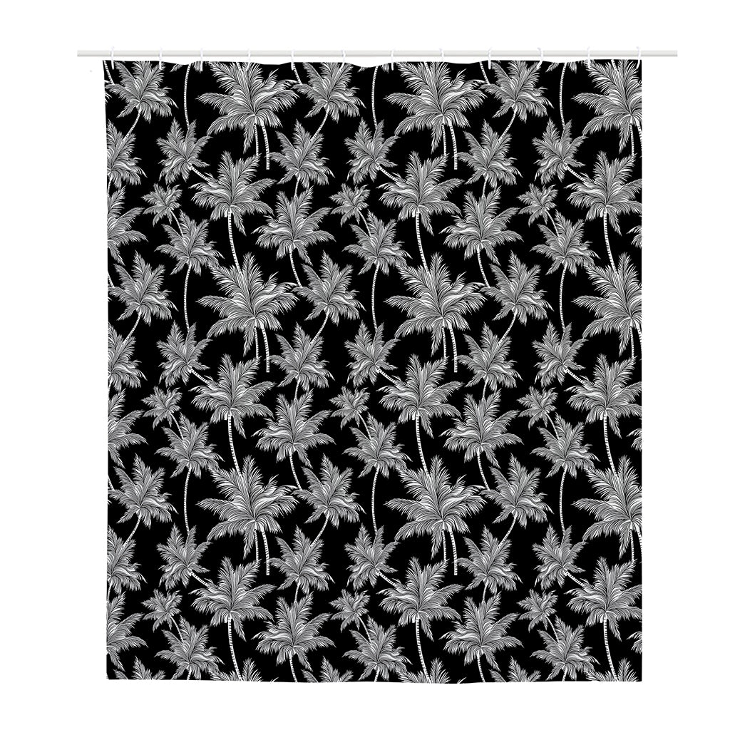 Black And White Coconut Tree Print Polyester Shower Curtain